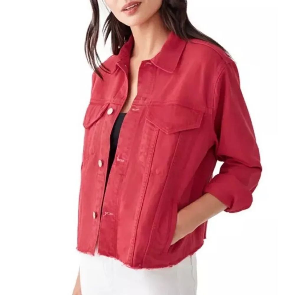 DL1961 Clyde Cotton Denim Jacket | Red in XS